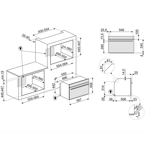 Встраиваемая микроволновая печь с грилем Smeg SO4101M0B3
